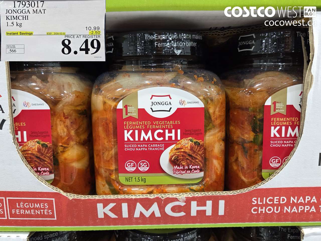 1793017 JONGGA MAT KIMCHI 1.5KG ($2.50 INSTANT SAVINGS EXPIRES ON 2026-02-01) $8.49