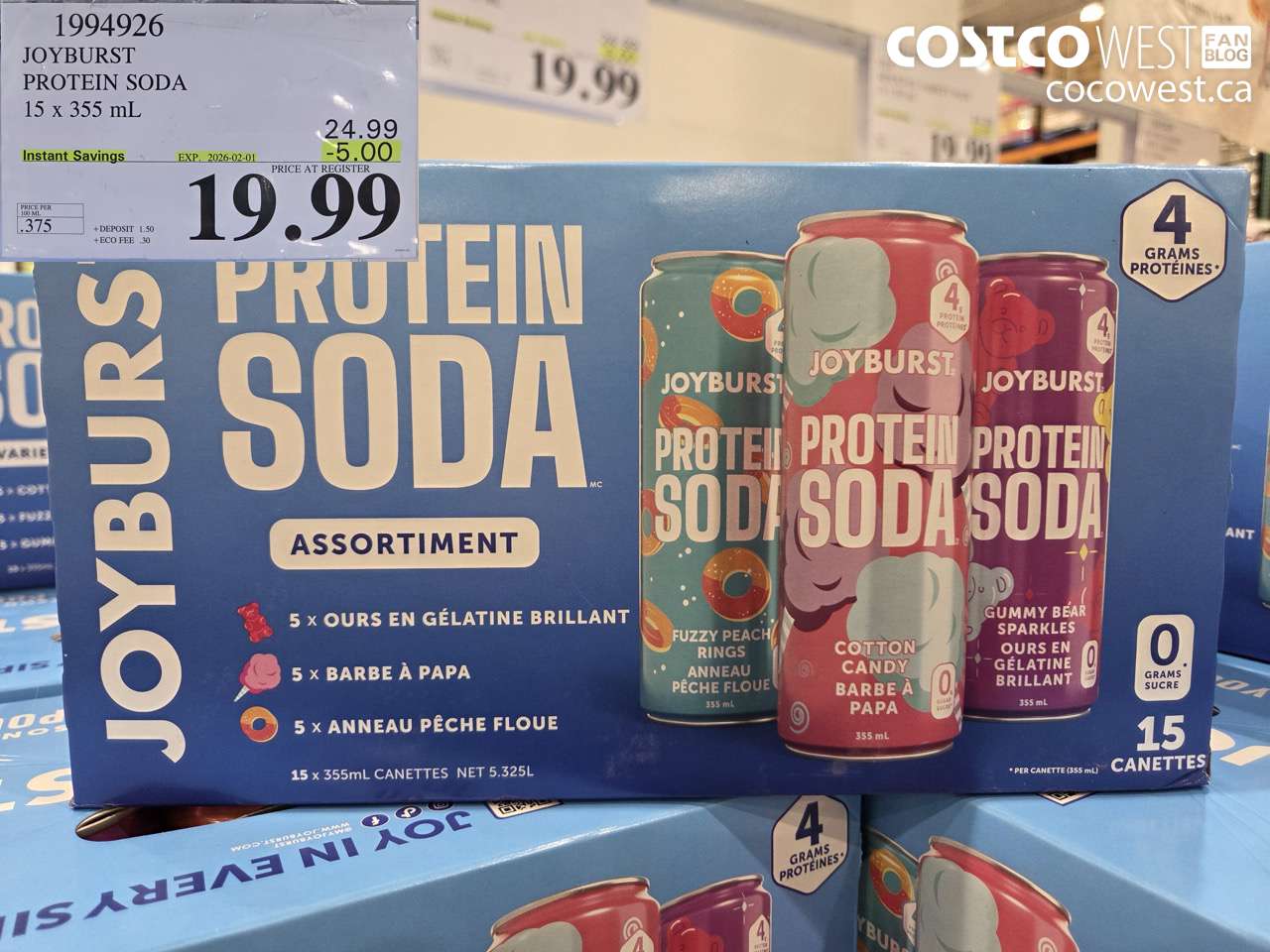 1994926 JOYBURST PROTEIN SODA 15 X 355ML ($5.00 INSTANT SAVINGS EXPIRES ON 2026-02-01) $19.99