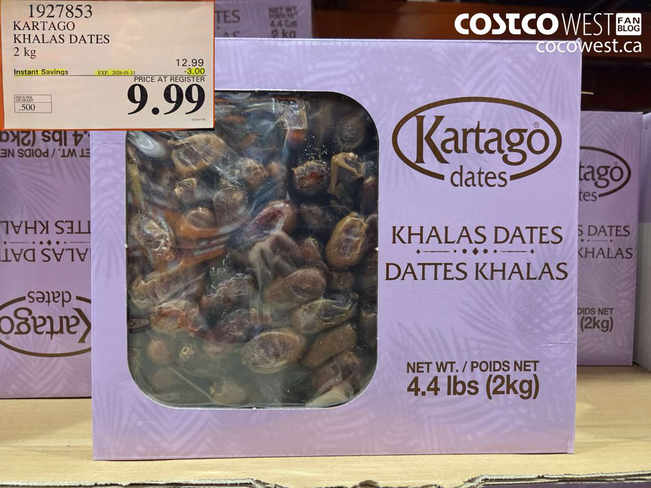 1927853 KARTAGO KHALAS DATES 2KG ($3.00 INSTANT SAVINGS EXPIRES ON 2026-01-11) $9.99