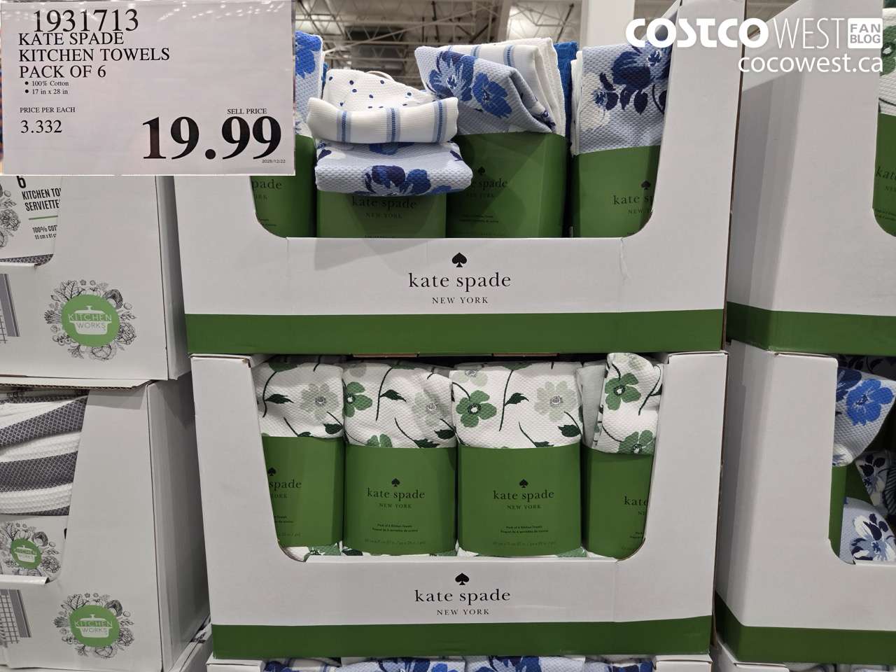 1931713 KATE SPADE KITCHEN TOWELS PACK OF 6 $19.99