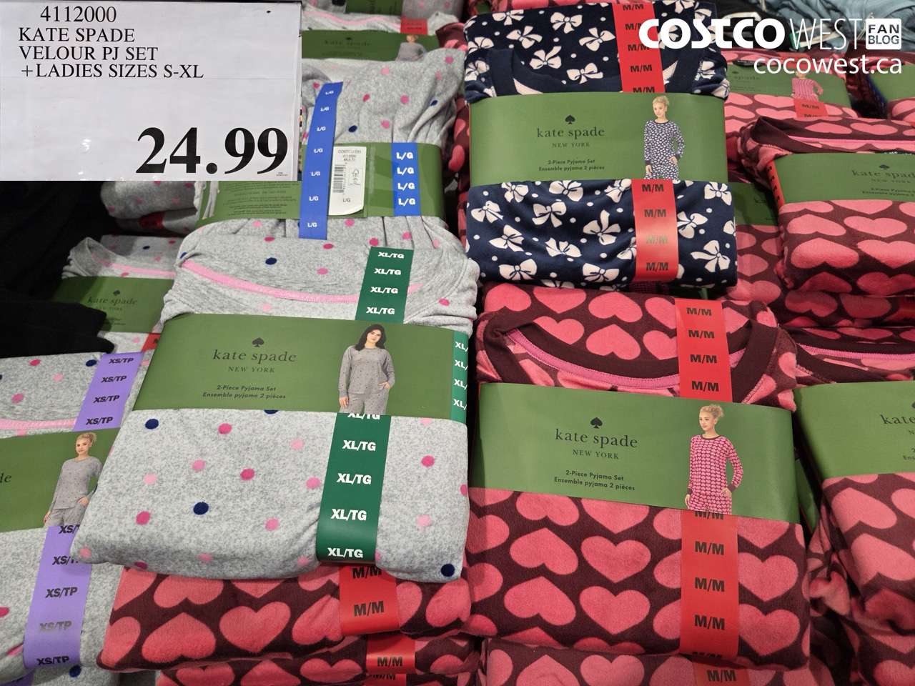 4112000 KATE SPADE VELOUR PJ SET LADIES SIZES S-XL $24.99