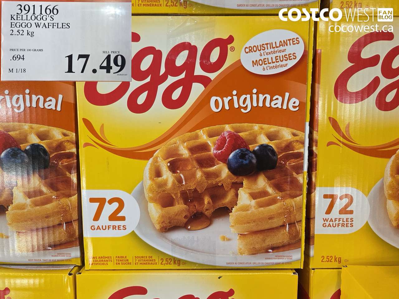 391166 KELLOGG'S EGGO WAFFLES 2.52 kg $17.49