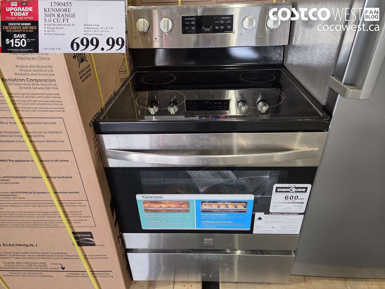 1790455 KENMORE 30IN RANGE 5.0 CUFT ($150.00 INSTANT SAVINGS EXPIRES ON 2026-01-18) $549.99