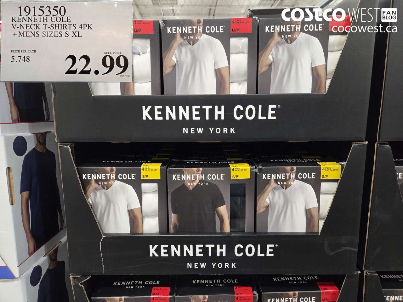 1915350 KENNETH COLE V-NECK T-SHIRTS 4PK MENS SIZES S-XL $22.99
