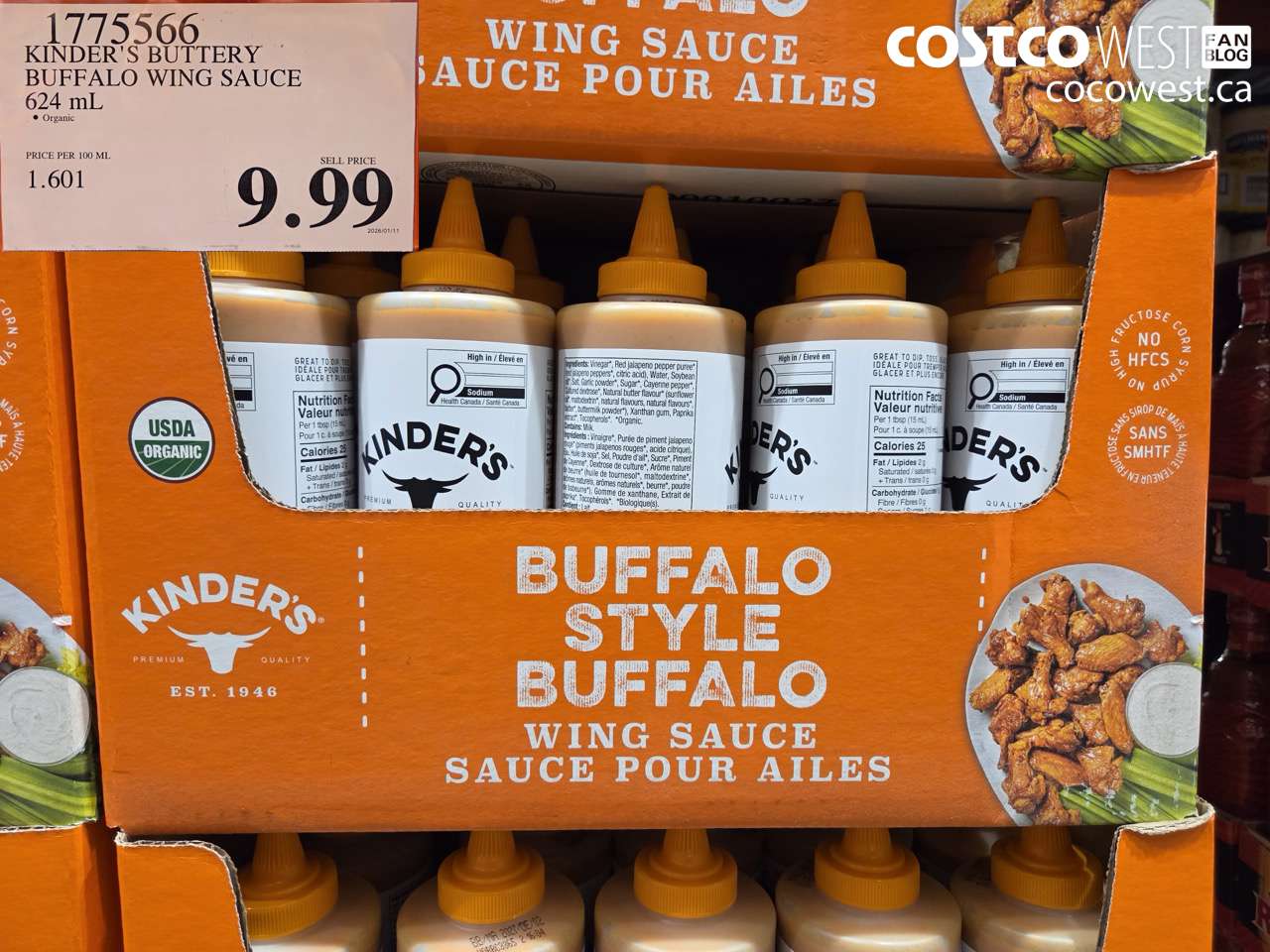 1775566 KINDER'S BUTTERY BUFFALO WING SAUCE 624ML $9.99