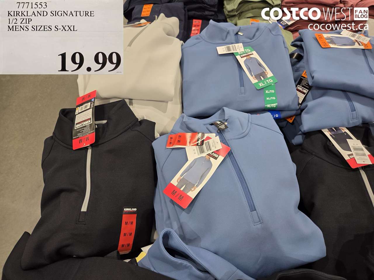 7771553 KIRKLAND SIGNATURE 1/2 ZIP MENS SIZES S-XXL $19.99