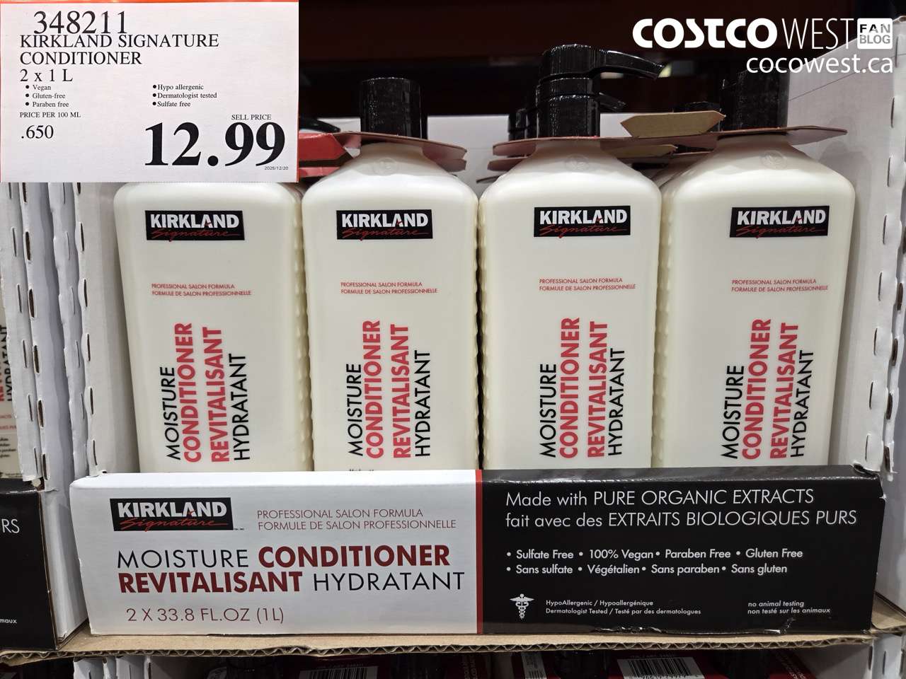 348211 KIRKLAND SIGNATURE CONDITIONER 2 X 1L $12.99
