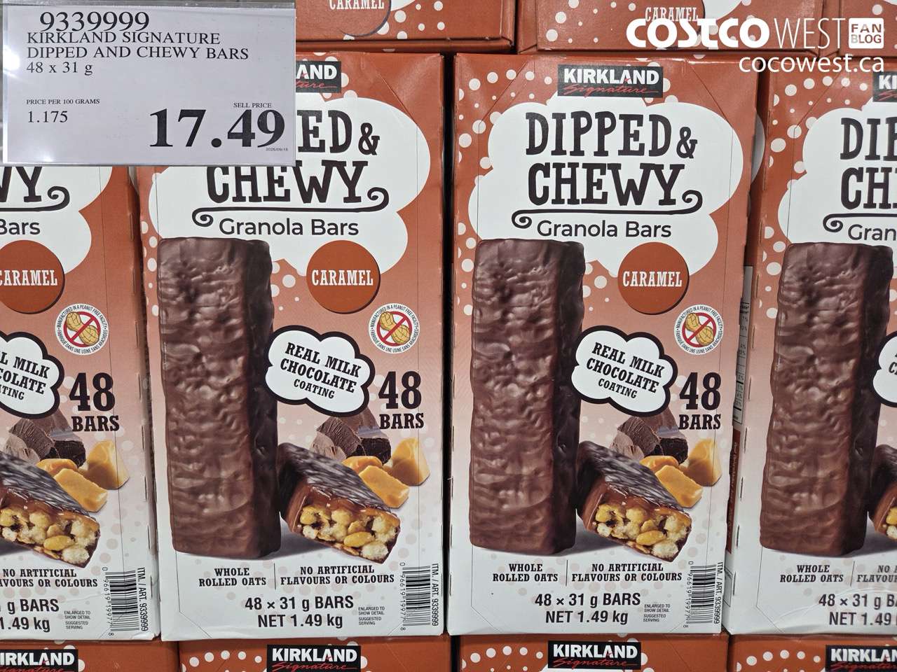 9339999 KIRKLAND SIGNATURE DIPPED AND CHEWY BARS 48 X 31 G $17.49