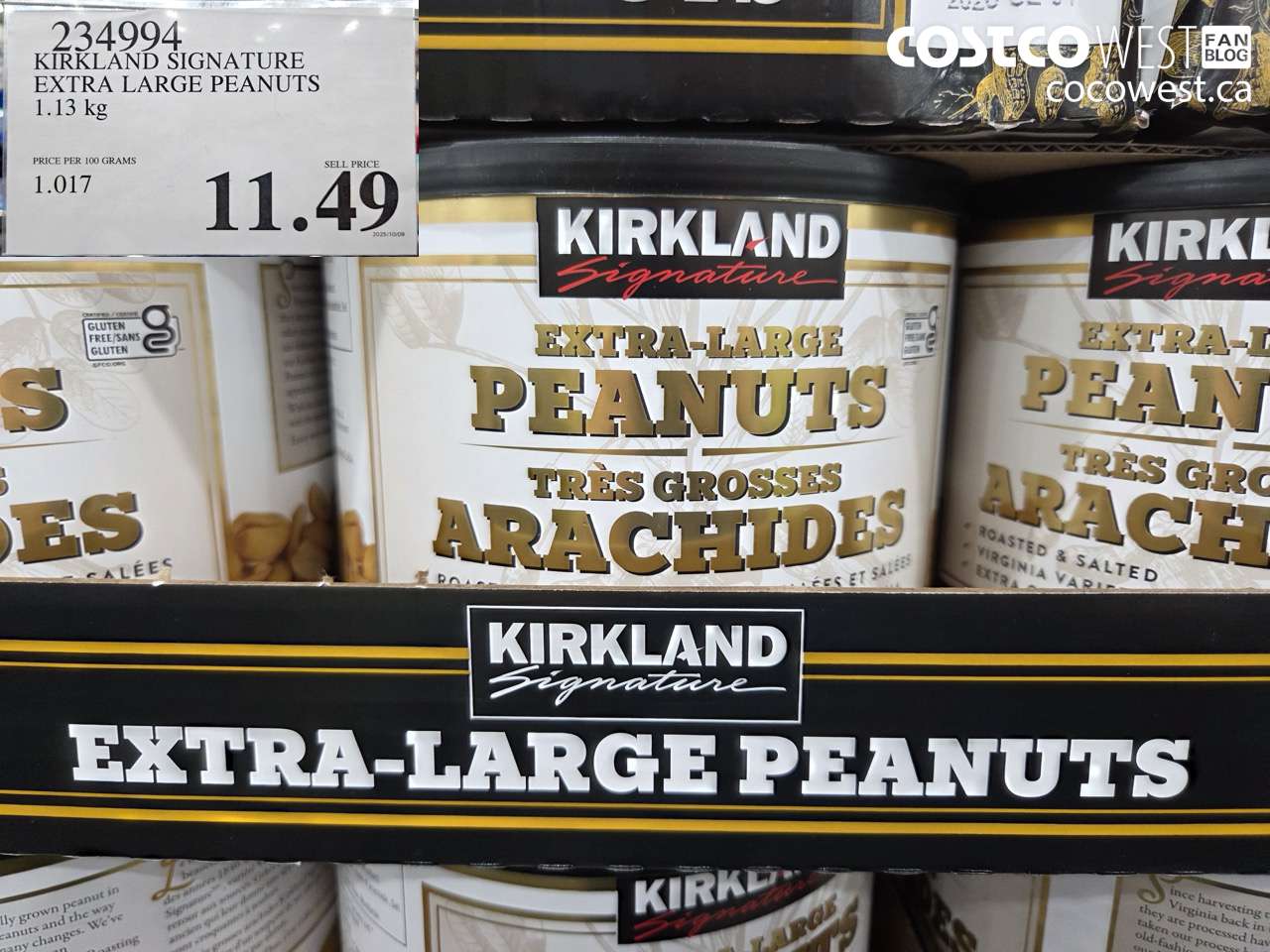 234994 KIRKLAND SIGNATURE EXTRA LARGE PEANUTS 1.13 kg $11.49