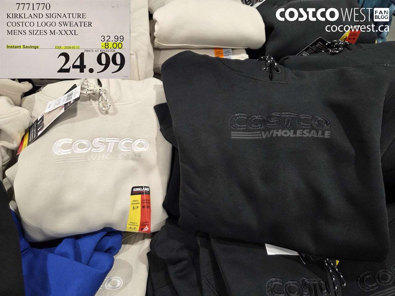 7771770 KIRKLAND SIGNATURE LOGO HOODIE MENS SIZES M-XXXL ($8.00 INSTANT SAVINGS EXPIRES ON 2026-01-11) $24.99