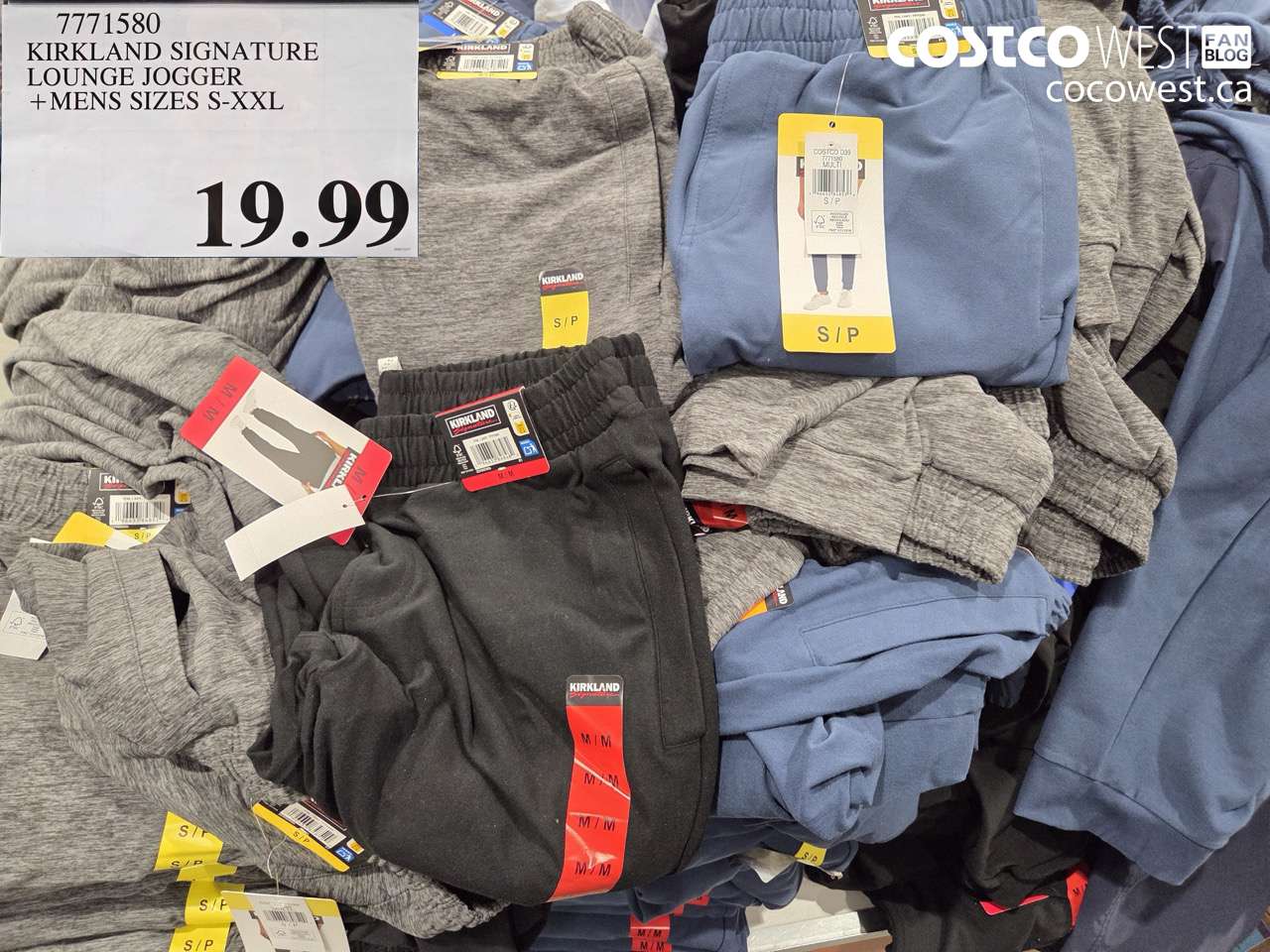 7771580 KIRKLAND SIGNATURE LOUNGE JOGGER MENS SIZES S-XXL $19.99