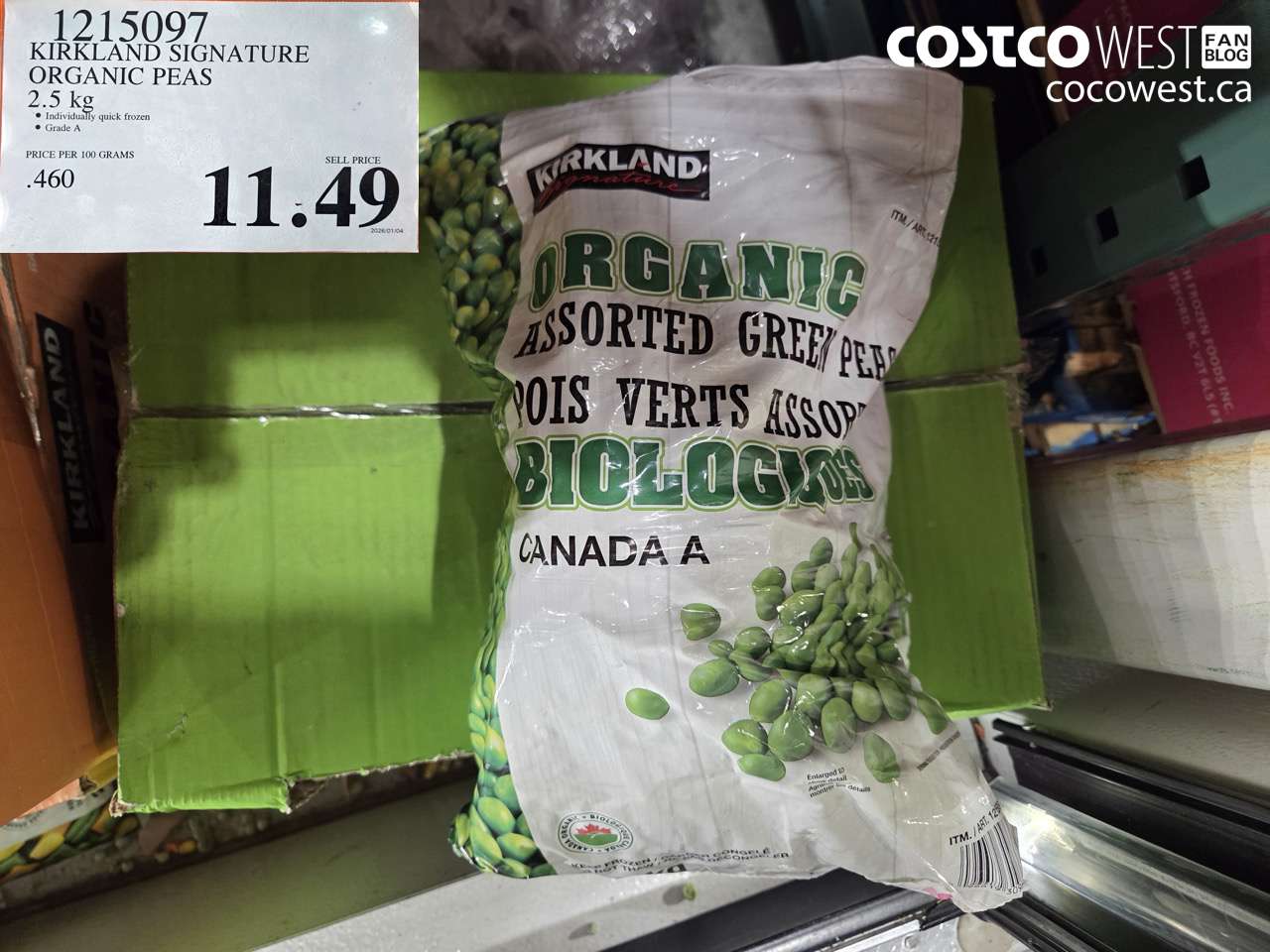 1215097 KIRKLAND SIGNATURE ORGANIC PEAS 2.5 kg $11.49