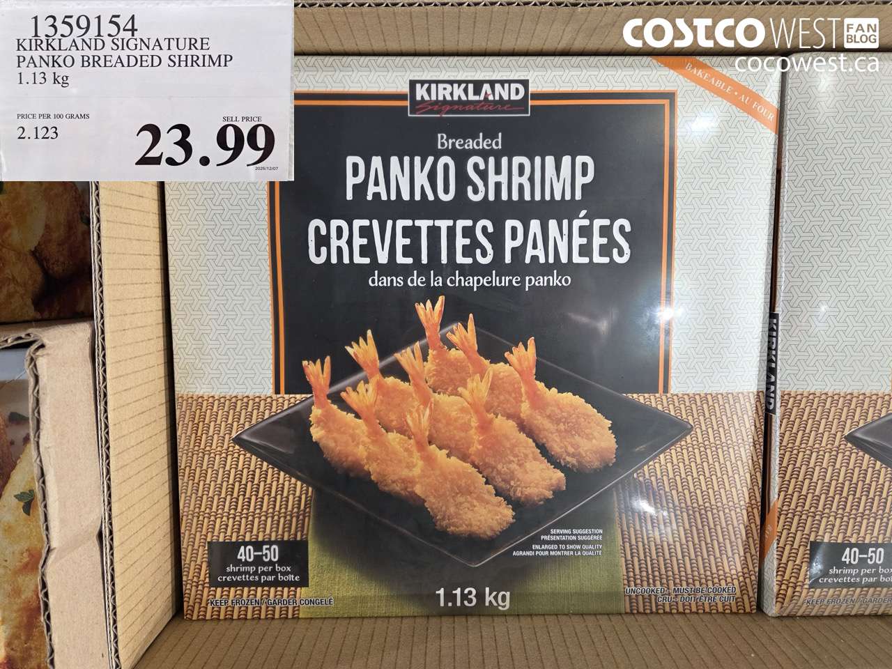 1359154 KIRKLAND SIGNATURE PANKO BREADED SHRIMP 1.13 KG $23.99