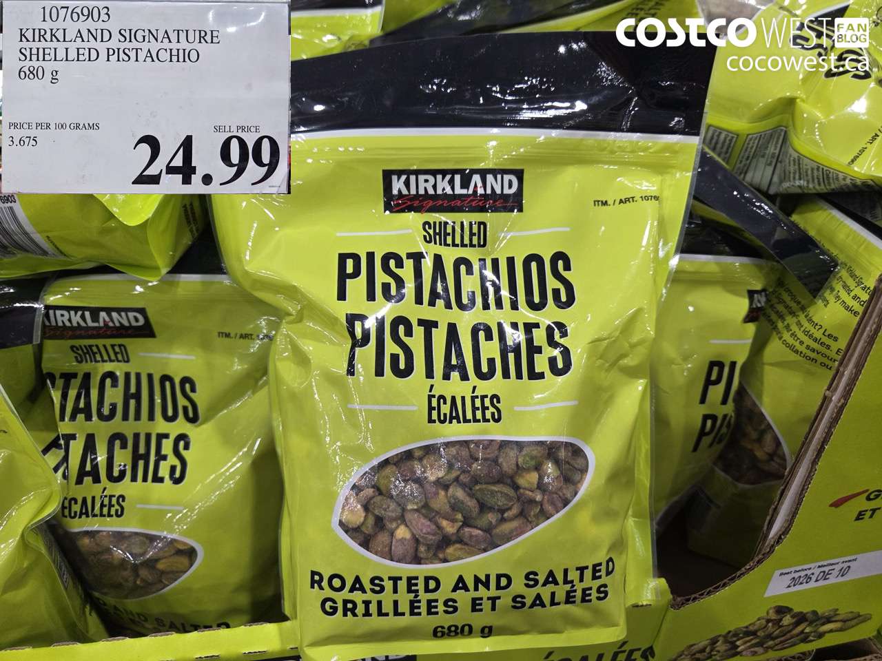 1076903 KIRKLAND SIGNATURE PISTACHIOS SHELLED 680G $24.99