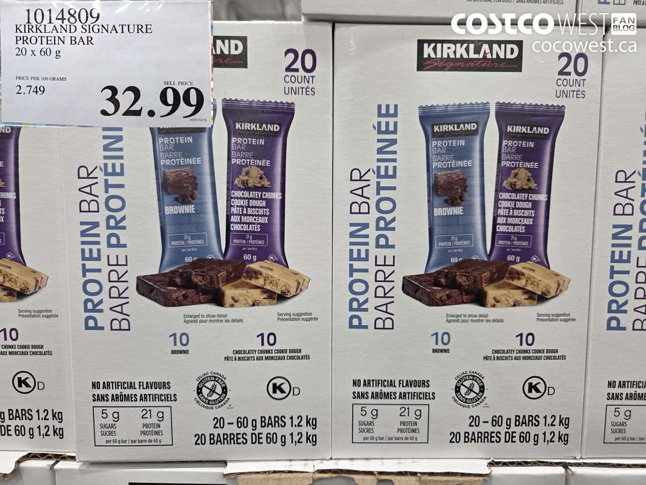 1014809 KIRKLAND SIGNATURE PROTEIN BARS 20 X 60G $32.99