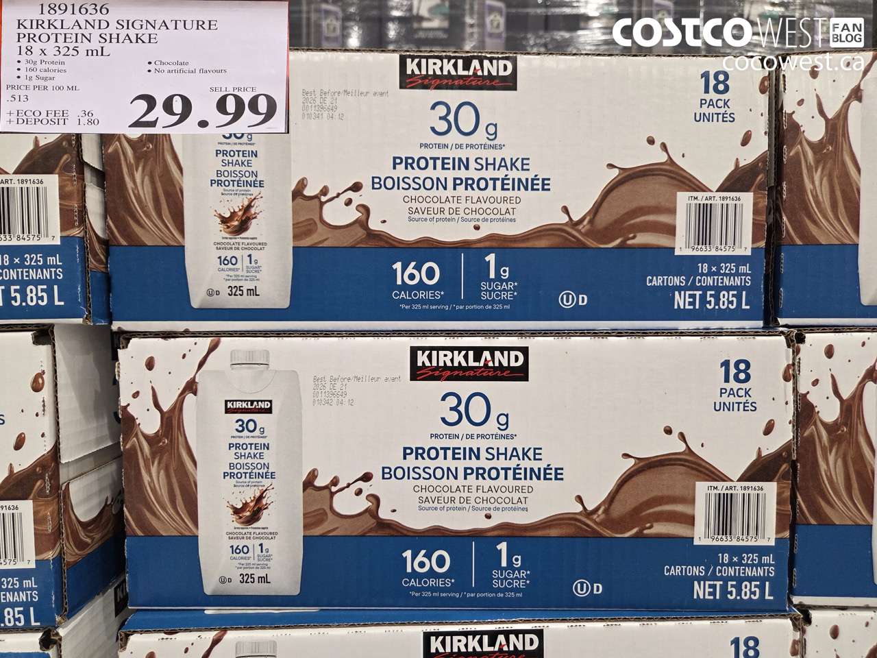 1891636 KIRKLAND SIGNATURE PROTEIN SHAKE 18 x 325 mL $29.99