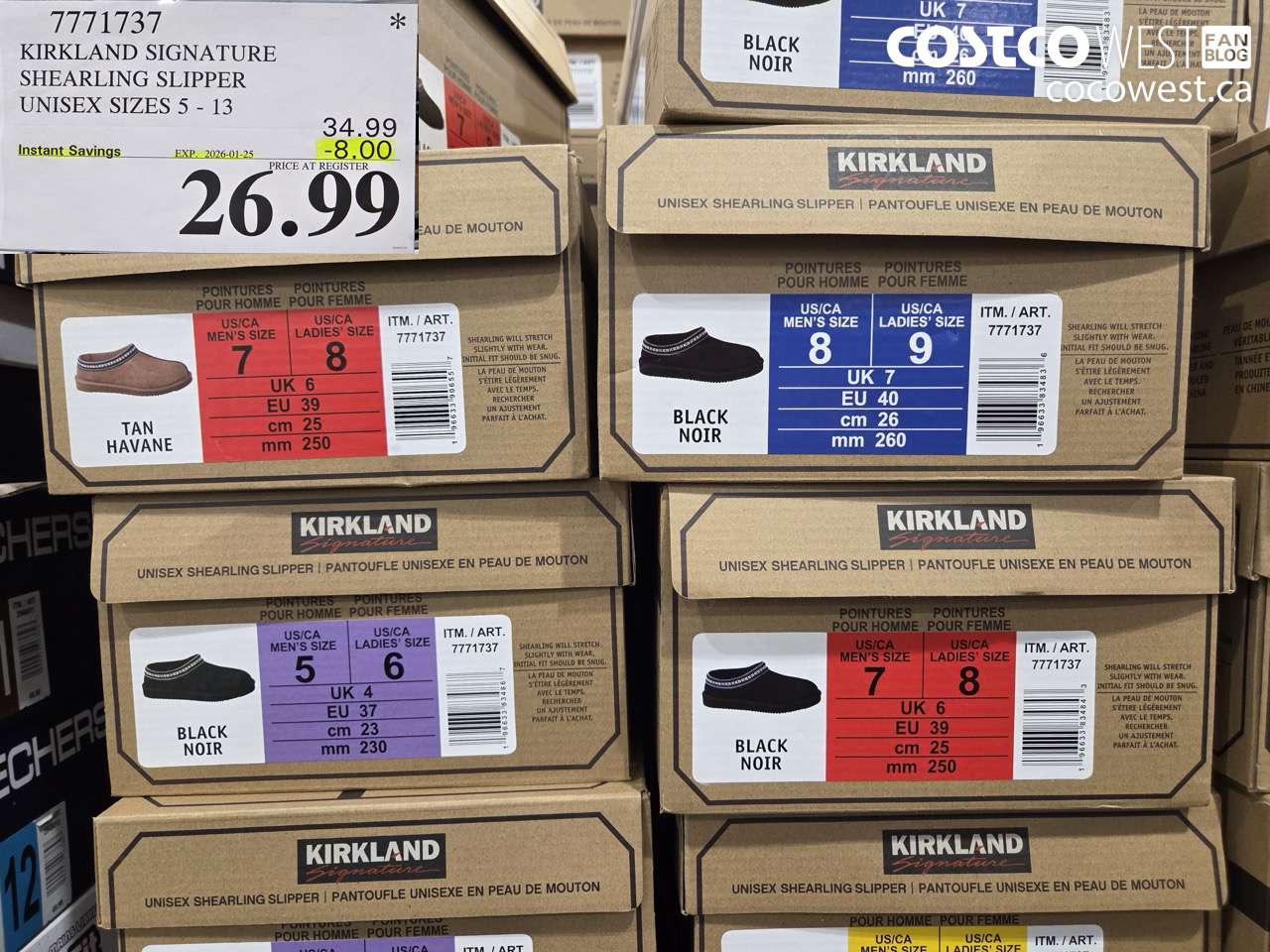 7771737 KIRKLAND SIGNATURE SHEARLING SLIPPER UNISEX SIZES 5 - 13 ($8.00 INSTANT SAVINGS EXPIRES ON 2026-01-25) $26.99