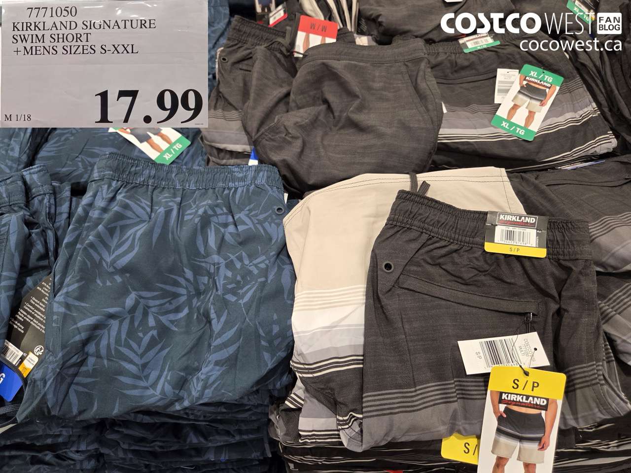 7771050 KIRKLAND SIGNATURE SWIM SHORT MENS SIZES S-XXL  $17.99