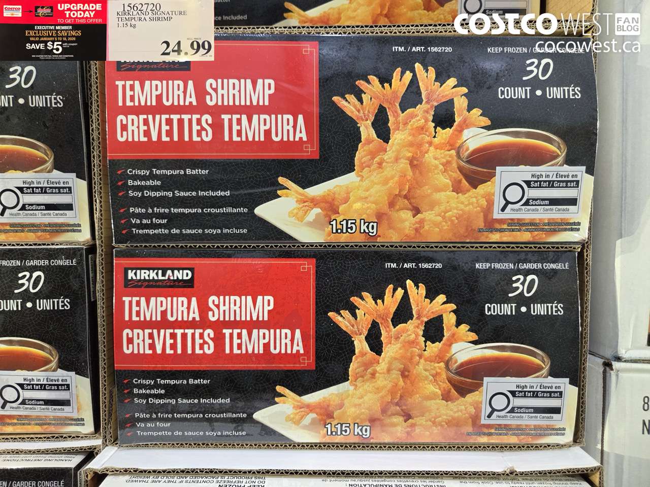 1562720 KIRKLAND SIGNATURE TEMPURA SHRIMP 1.15 kg ($5.00 INSTANT SAVINGS EXPIRES ON 2026-01-18) $19.99