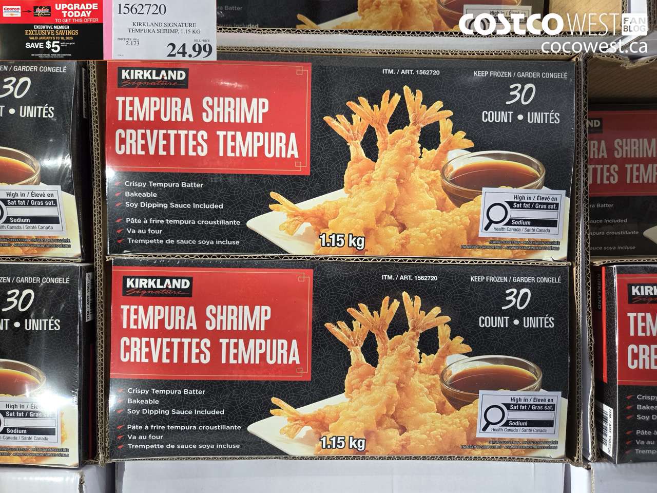 1562720 KIRKLAND SIGNATURE TEMPURA SHRIMP 1.15 kg ($5.00 INSTANT SAVINGS EXPIRES ON 2026-01-18) $19.99