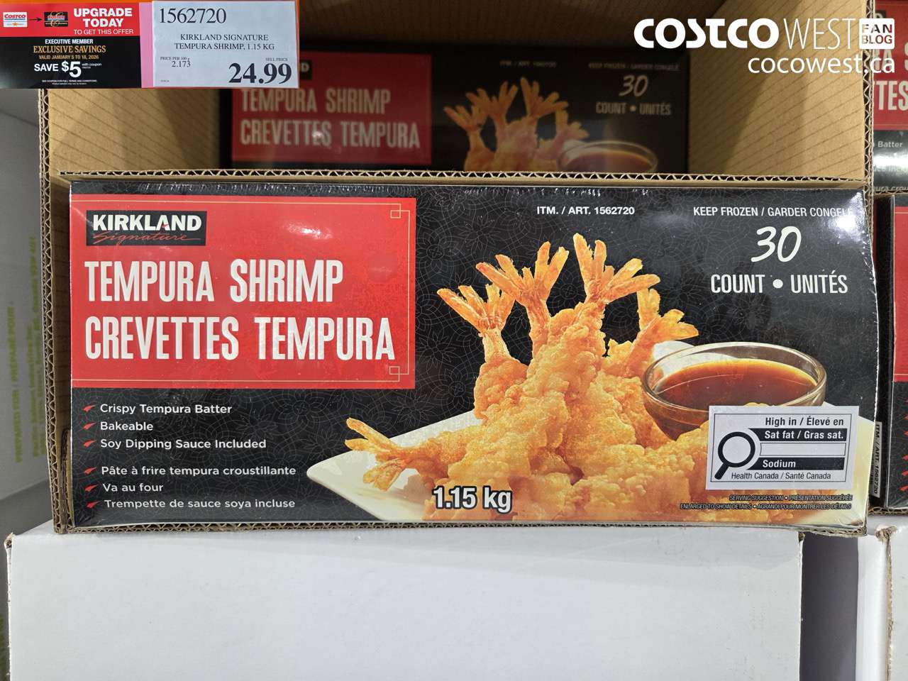 1562720 KIRKLAND SIGNATURE TEMPURA SHRIMP 1.15 kg ($5.00 INSTANT SAVINGS EXPIRES ON 2026-01-18) $19.99