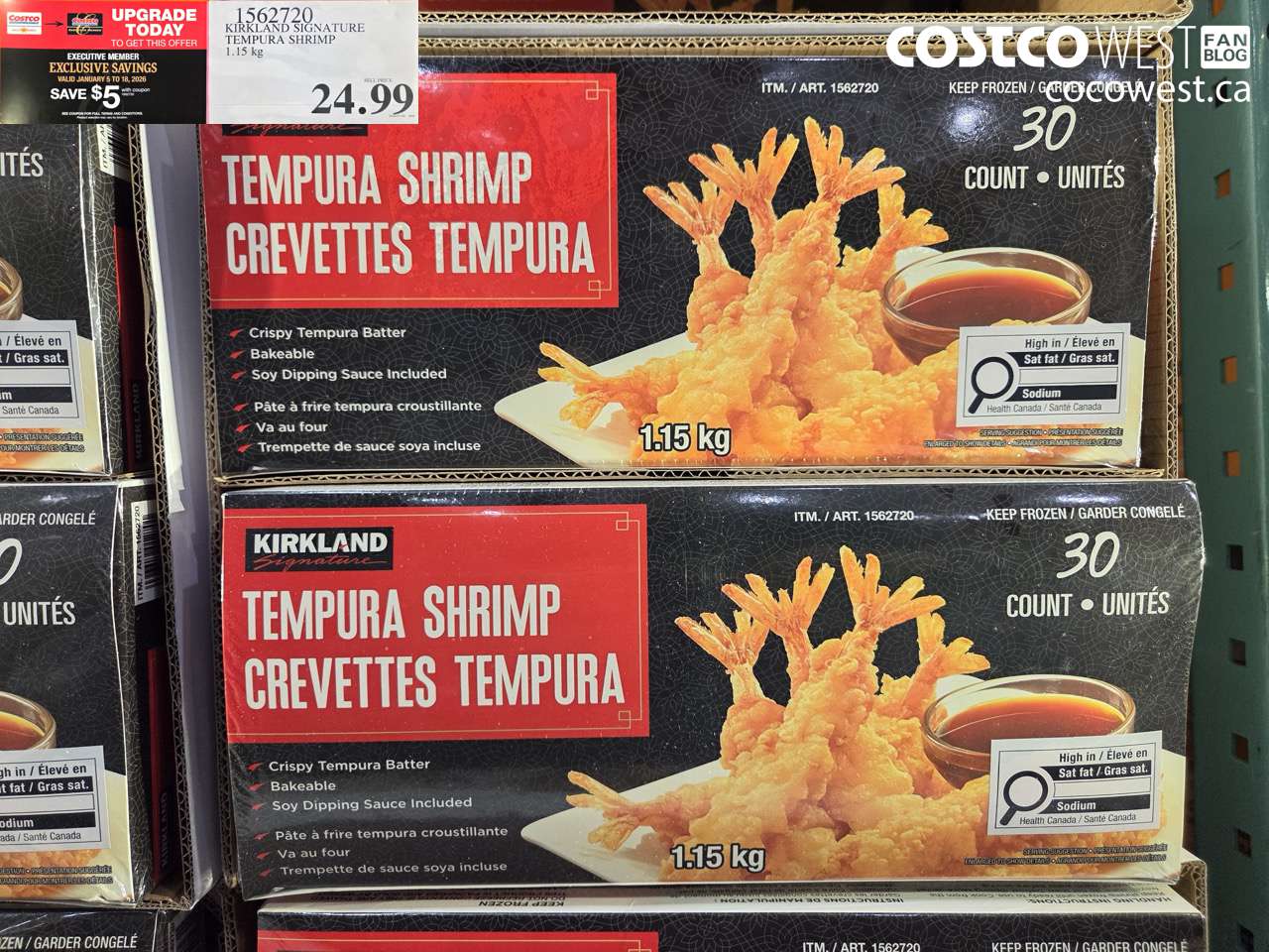 1562720 KIRKLAND SIGNATURE TEMPURA SHRIMP 1.15 kg ($5.00 INSTANT SAVINGS EXPIRES ON 2026-01-18) $19.99