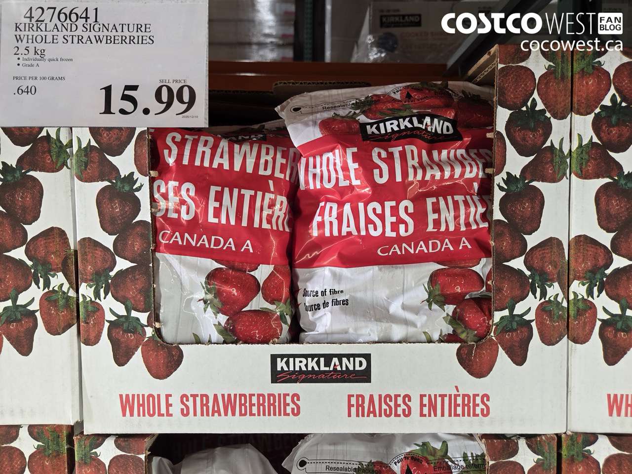 4276641 KIRKLAND SIGNATURE WHOLE STRAWBERRIES 2.5 kg $15.99
