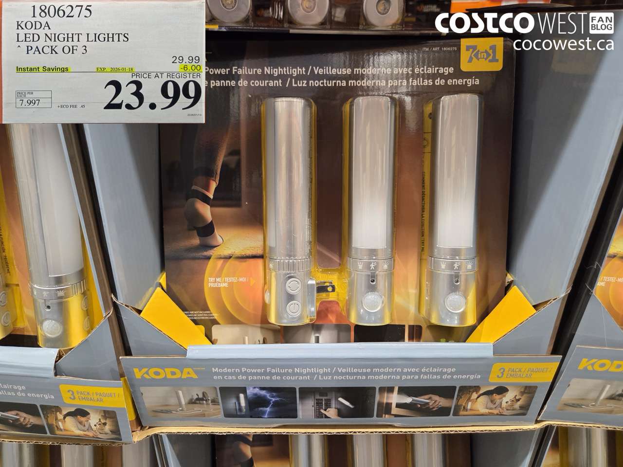 1806275 KODA LED NIGHT LIGHTS PACK OF 3 ($6.00 INSTANT SAVINGS EXPIRES ON 2026-01-18) $23.99