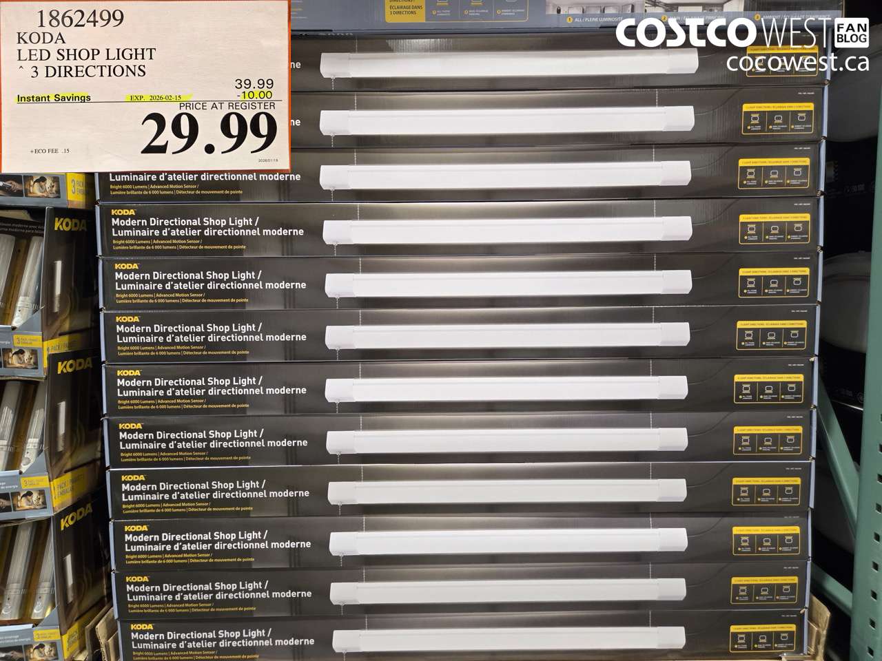 1862499 KODA LED SHOP LIGHT 3 DIRECTIONS ($10.00 INSTANT SAVINGS EXPIRES ON 2026-02-15) $29.99