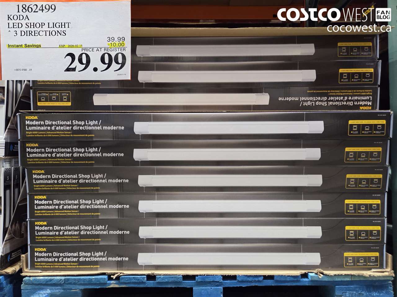 1862499 KODA LED SHOP LIGHT 3 DIRECTIONS ($10.00 INSTANT SAVINGS EXPIRES ON 2026-02-15) $29.99