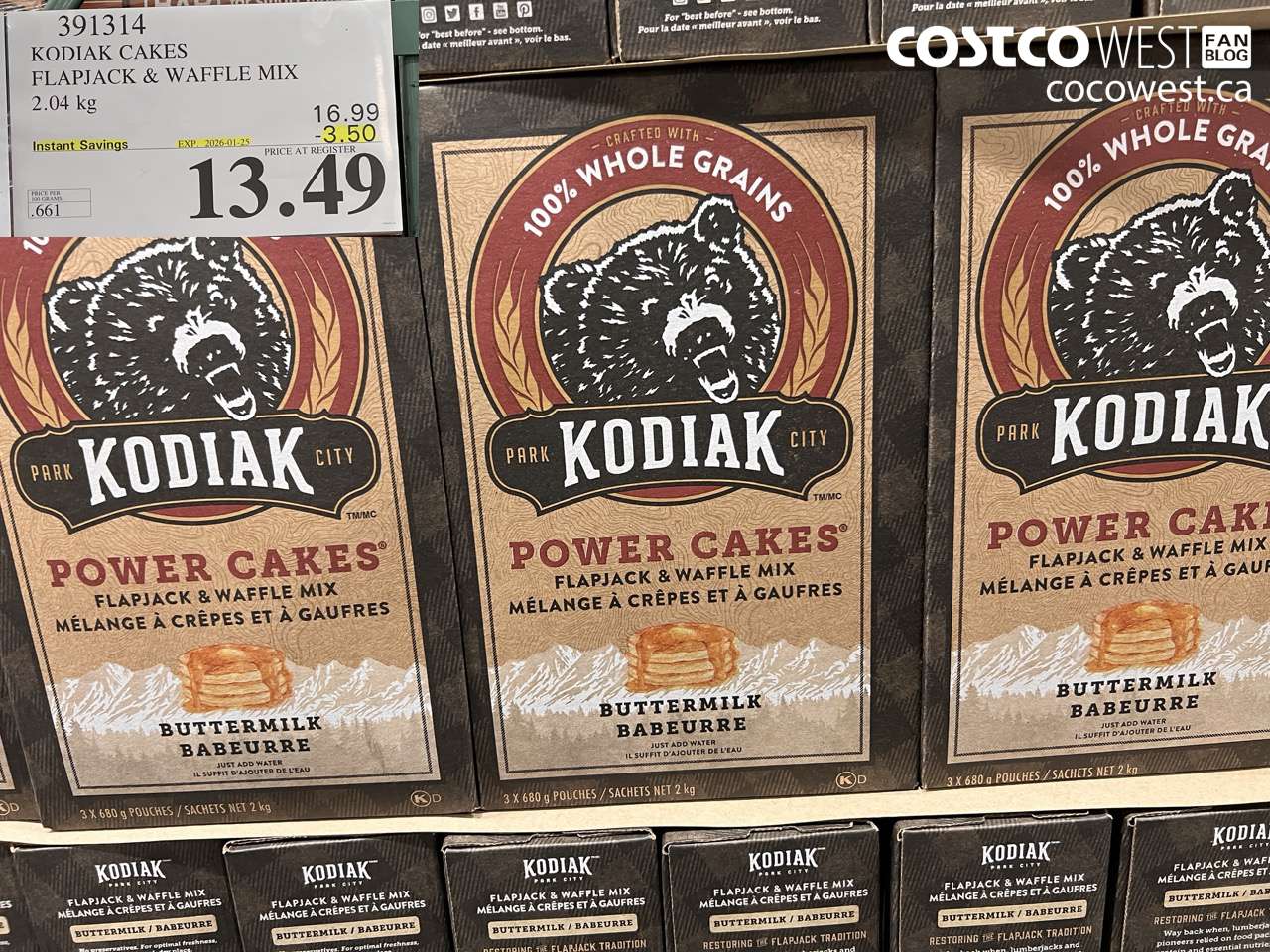 391314 KODIAK CAKES FLAPJACK & WAFFLE MIX 2.04 kg ($3.50 INSTANT SAVINGS EXPIRES ON 2026-01-25) $13.49