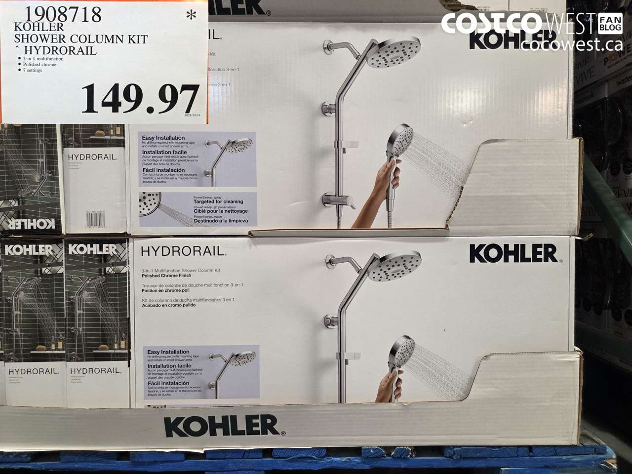 1908718 KOHLER SHOWER COLUMN KIT HYDRORAIL $149.97