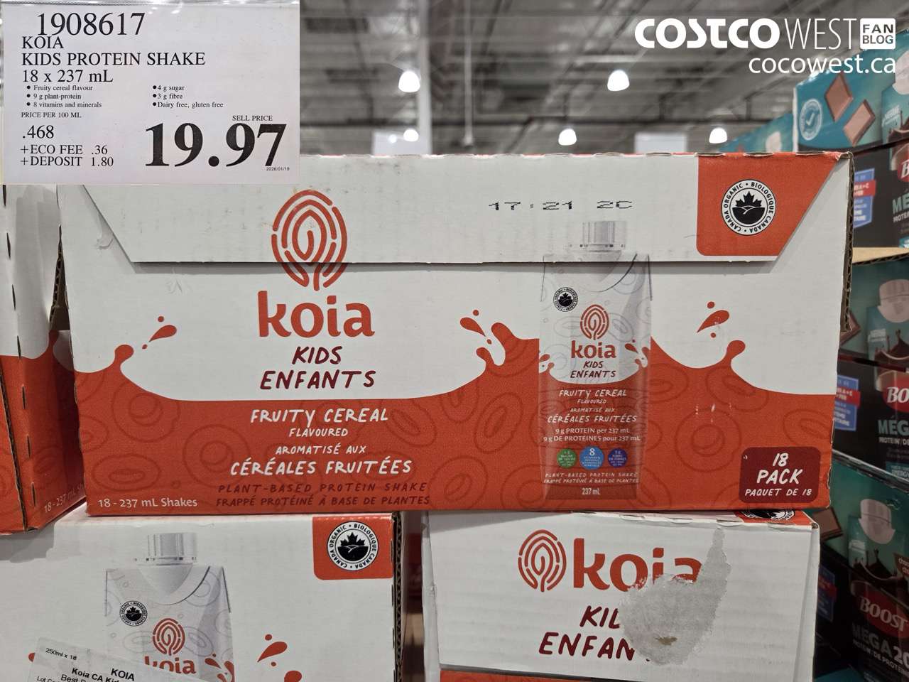 1908617 KOIA KIDS PROTEIN SHAKE 18 X 237 ML $19.97