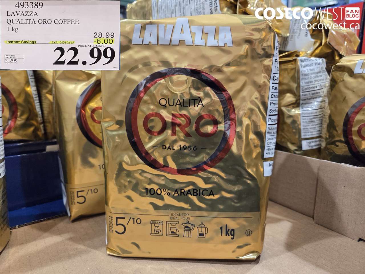 493389 LAVAZZA QUALITA ORO COFFEE 1 kg ($6.00 INSTANT SAVINGS EXPIRES ON 2026-02-15) $22.99