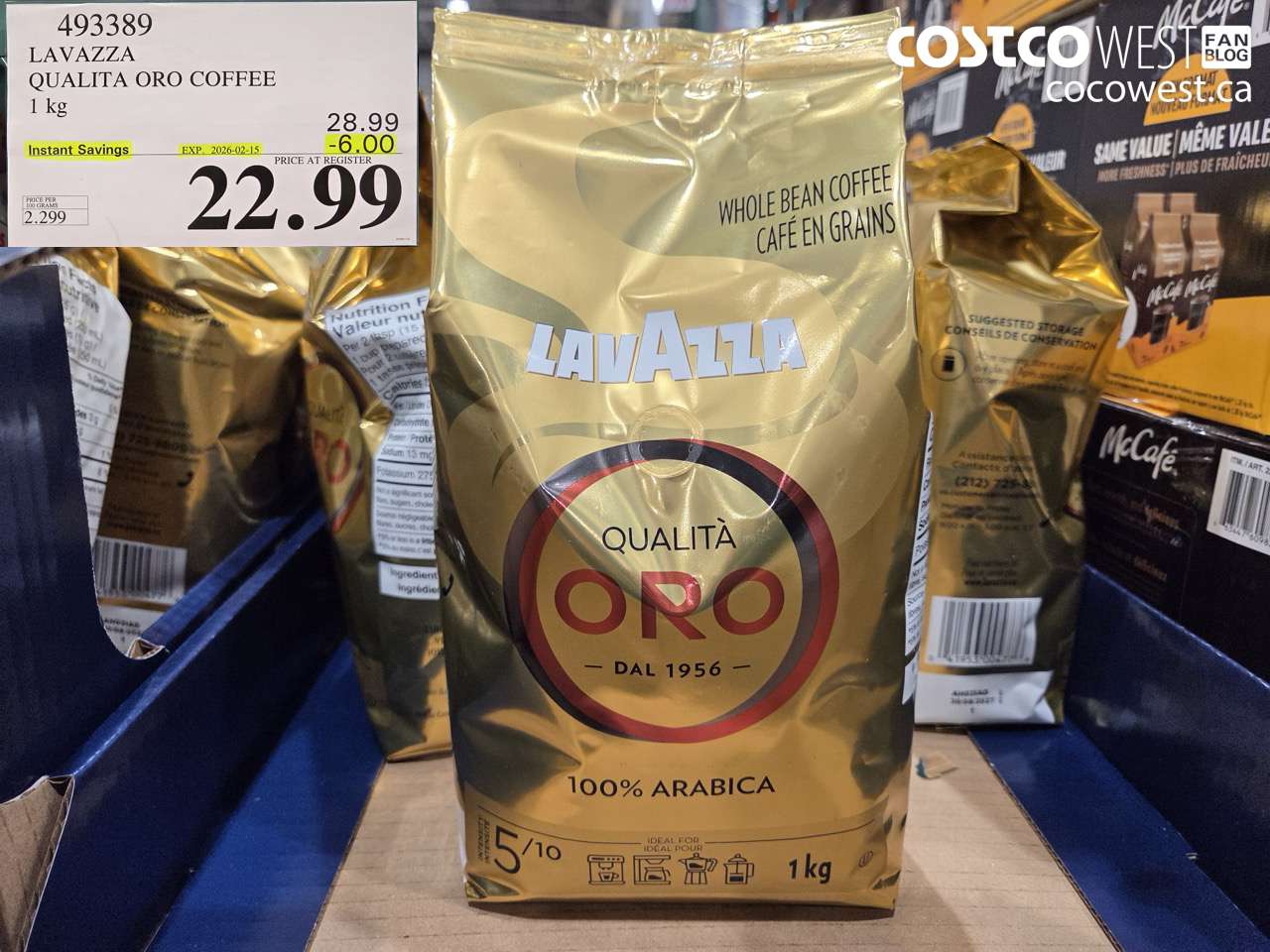493389 LAVAZZA QUALITA ORO COFFEE 1 kg ($6.00 INSTANT SAVINGS EXPIRES ON 2026-02-15) $22.99