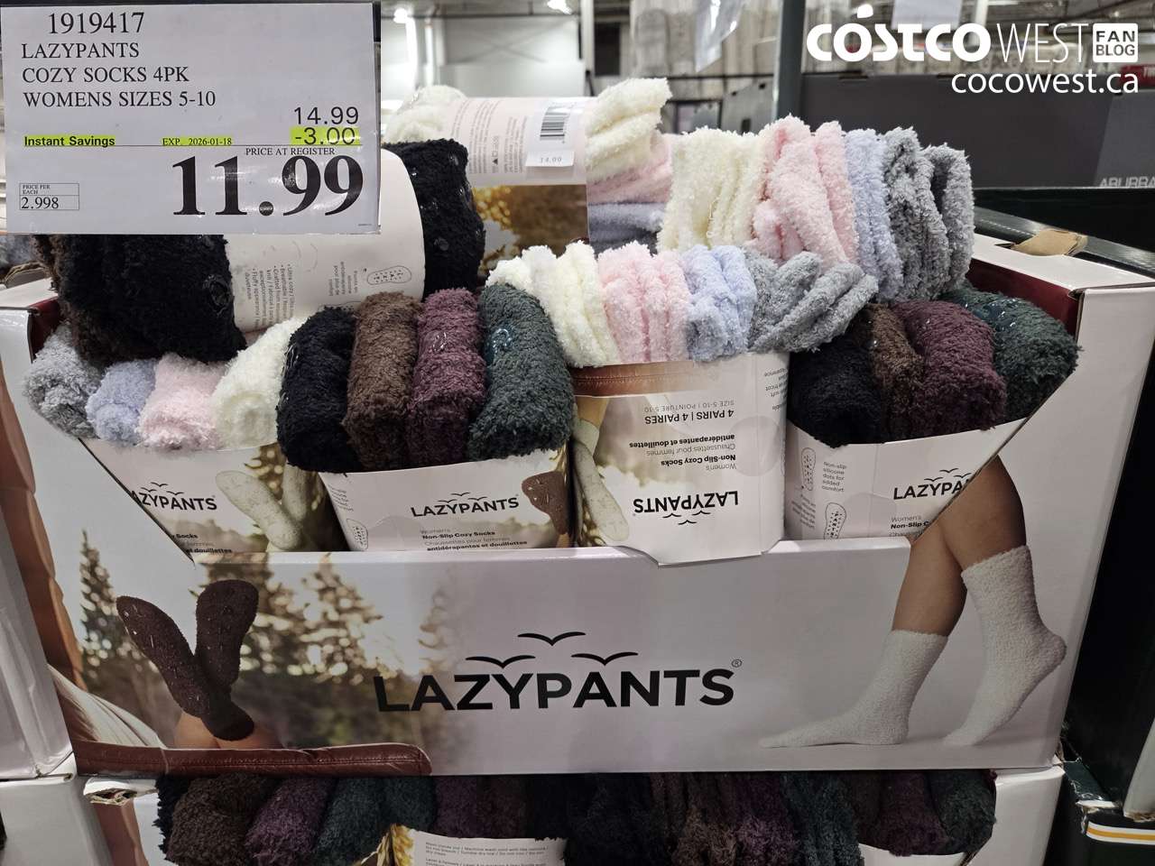 1919417 LAZYPANTS COZY SOCKS 4PK WOMENS SIZES 5-10 ($3.00 INSTANT SAVINGS EXPIRES ON 2026-01-18) $11.99