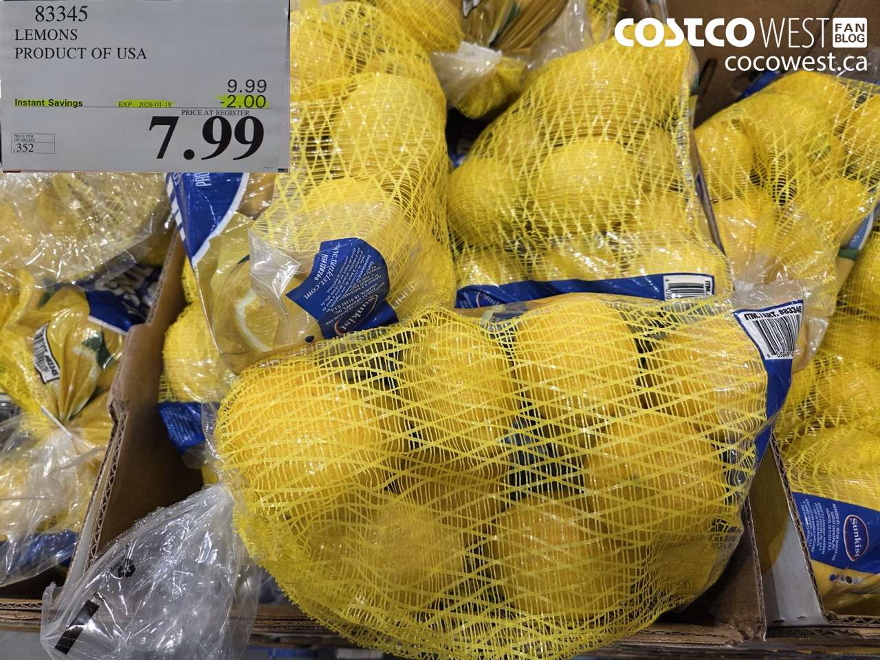 83345 LEMONS PRODUCT OF USA ($2.00 INSTANT SAVINGS EXPIRES ON 2026-01-18) $7.99