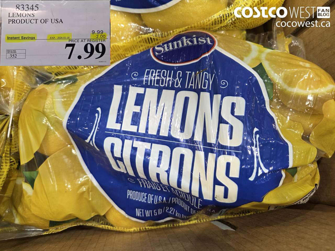 83345 LEMONS PRODUCT OF USA ($2.00 INSTANT SAVINGS EXPIRES ON 2026-01-18) $7.99