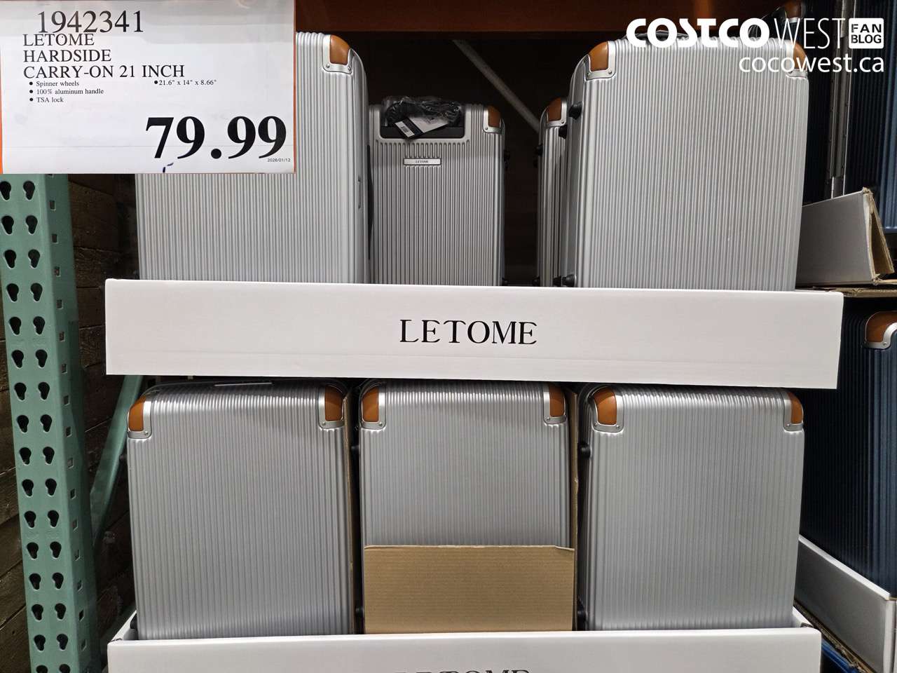 1942341 LETOME HARDSIDE CARRY-ON 21 INCH $79.99