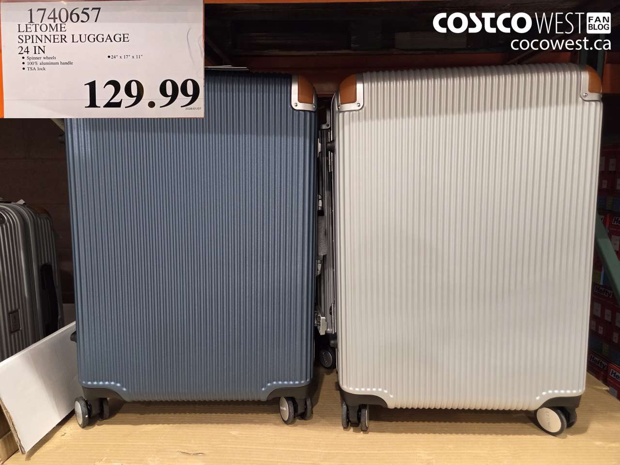 1740657 LETOME SPINNER LUGGAGE 24 IN $129.99