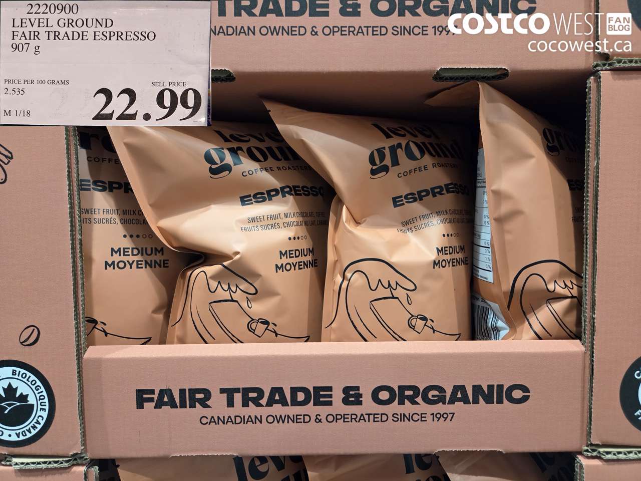 2220900 LEVEL GROUND FAIR TRADE ESPRESSO 907 g $22.99