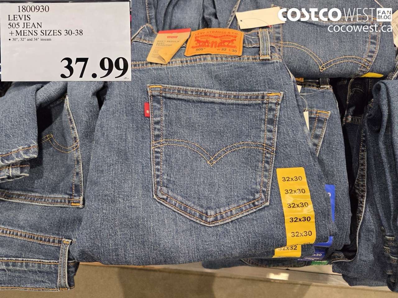 1800930 LEVIS 505 JEANS MENS SIZES 30-38 $37.99