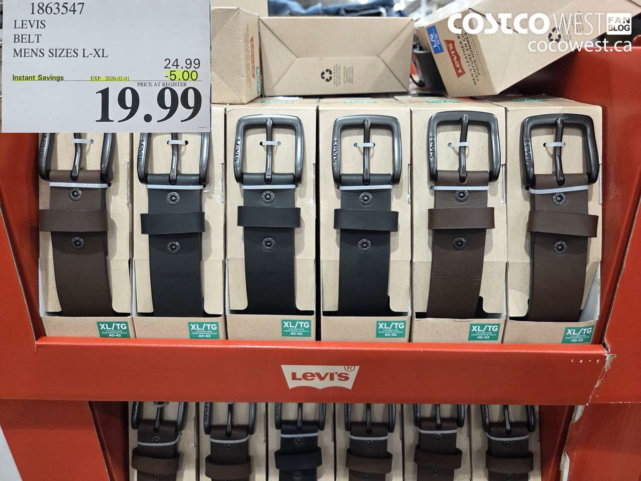 1863547 LEVIS BELT PANT SIZES L-XL ($5.00 INSTANT SAVINGS EXPIRES ON 2026-02-01) $19.99