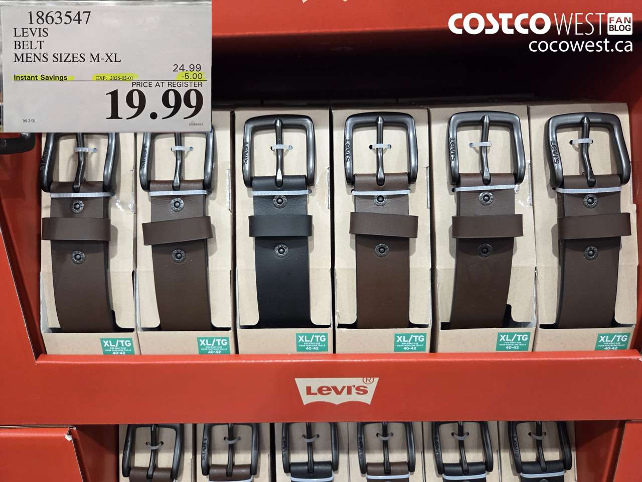 1863547 LEVIS BELT PANT SIZES M-XL ($5.00 INSTANT SAVINGS EXPIRES ON 2026-02-01) $19.99