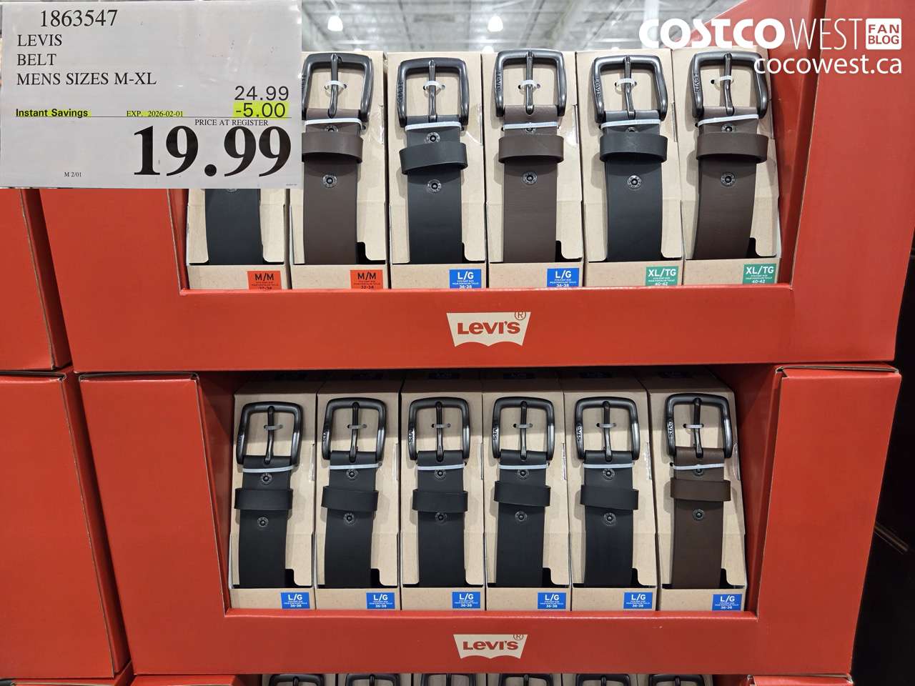 1863547 LEVIS BELT PANT SIZES M-XL ($5.00 INSTANT SAVINGS EXPIRES ON 2026-02-01) $19.99