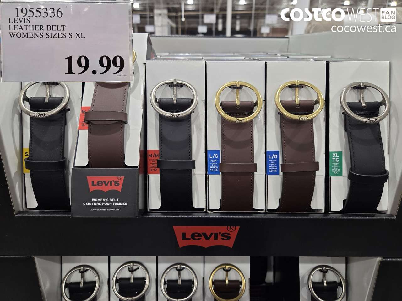 1955336 LEVIS LEATHER BELT WOMENS SIZES S-XL $19.99