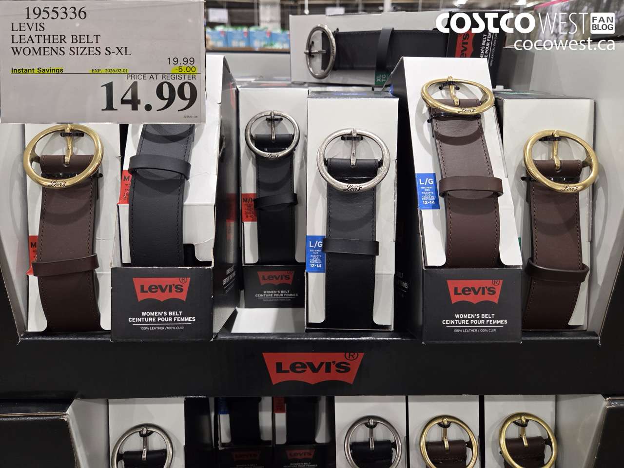 1955336 LEVIS LEATHER BELT WOMENS SIZES S-XL ($5.00 INSTANT SAVINGS EXPIRES ON 2026-02-01) $14.99