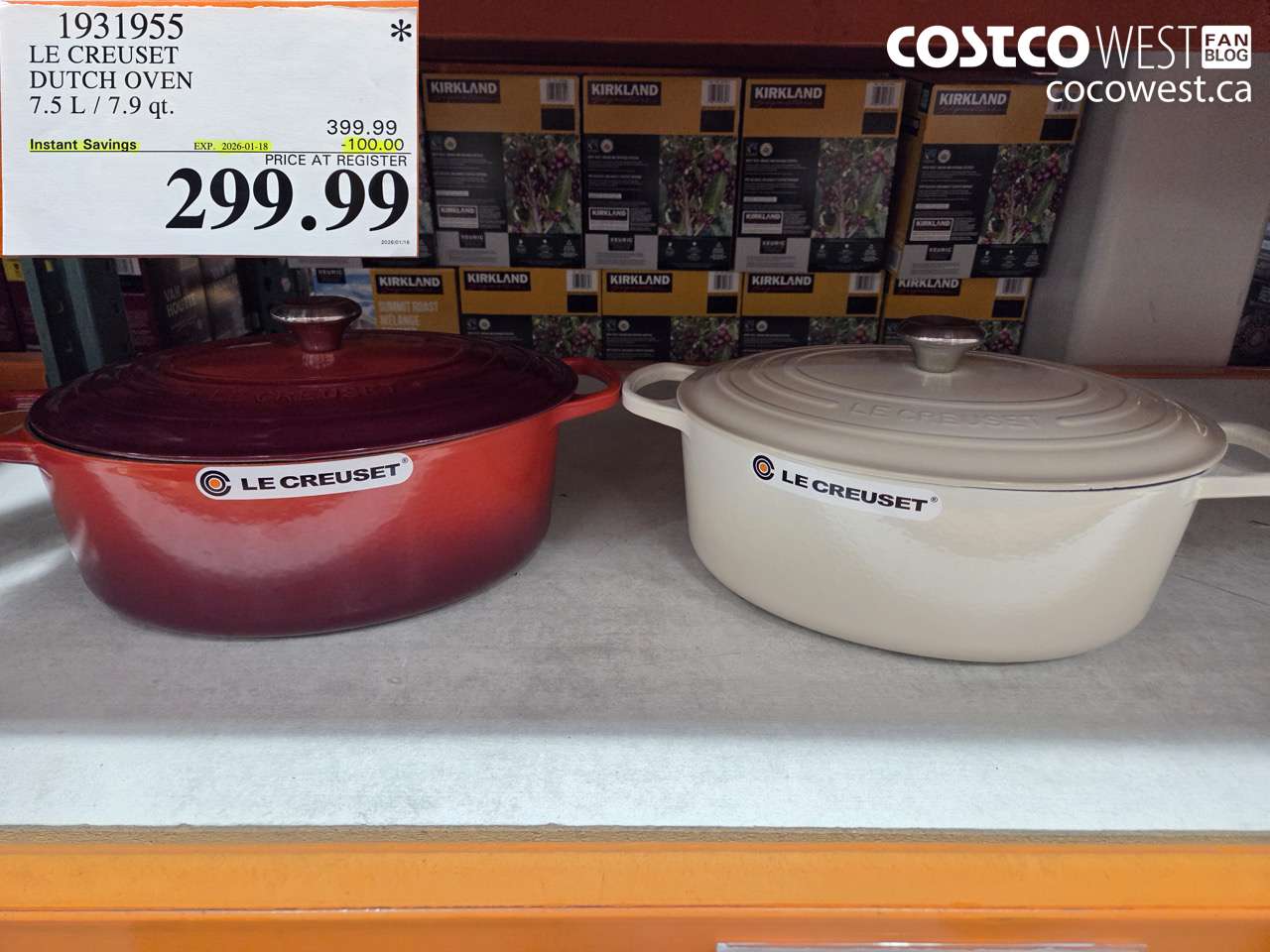 1931955 LE CREUSET DUTCH OVEN 7.5 L/ 7.9 qt. ($100.00 INSTANT SAVINGS EXPIRES ON 2026-01-18) $299.99