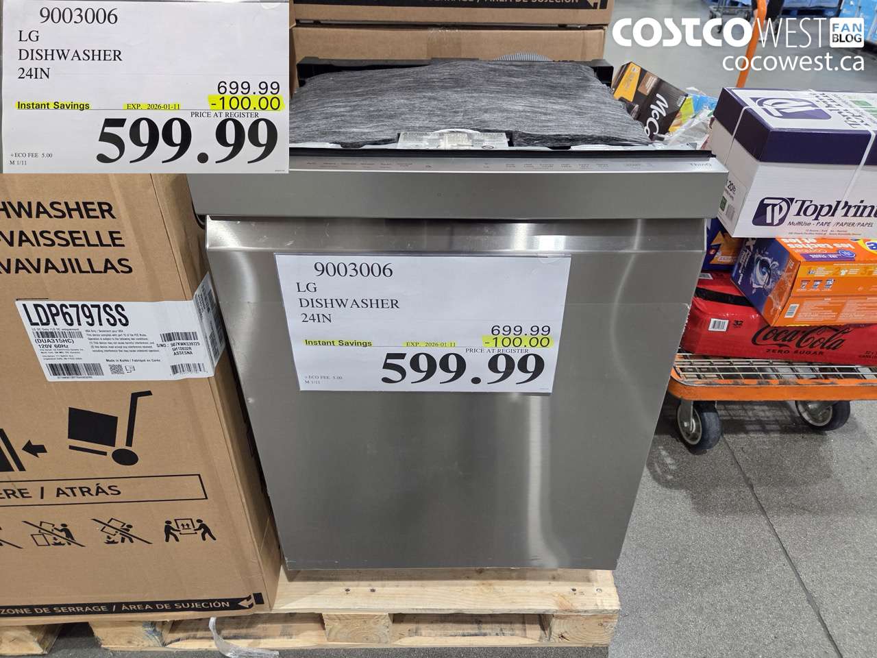 9003006 LG DISHWASHER 24IN ($100.00 INSTANT SAVINGS EXPIRES ON 2026-01-11) $599.99
