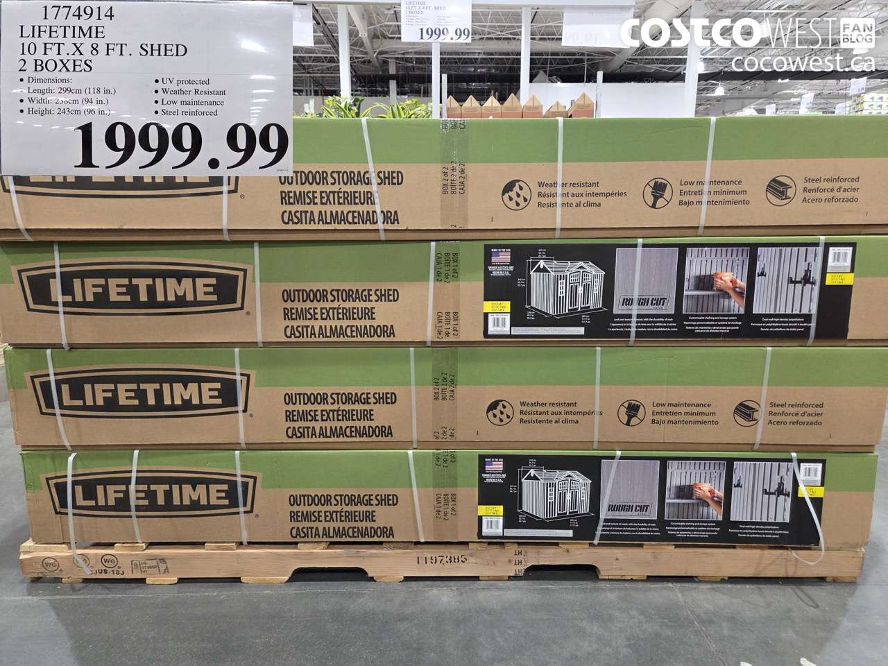 1774914 LIFETIME 10FT X 8FT SHED 2 BOXES $1999.99